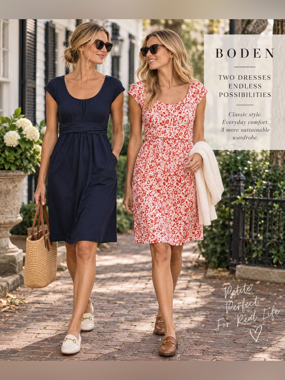 Boden 2 Dress Bundle 6P Petite Navy & Floral Jersey Knit Fall Capsule